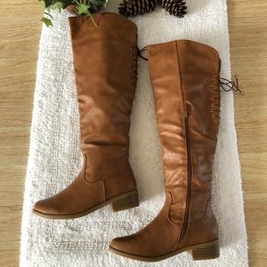 Brown knee high boots